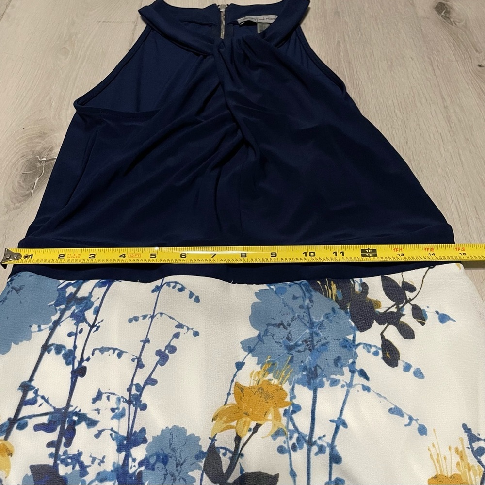 Danny & Nicole Navy Blue and White Maxi Dress - Picture 9 of 12